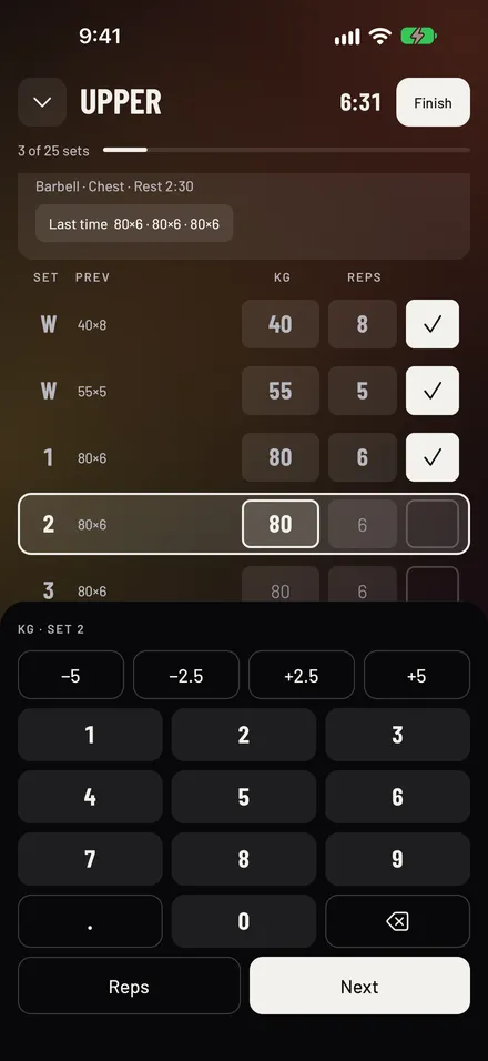 nuku in the Ember look: warm orange glow behind the number pad.